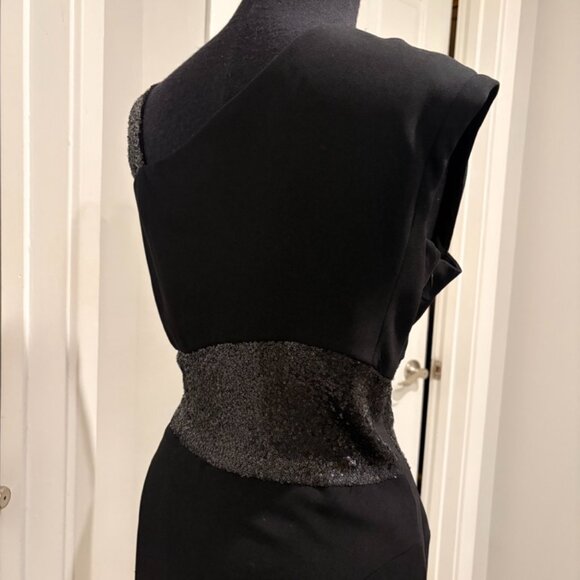 Narcisco Rodriguez Black Gown with Sequin Waist and detailing, Size 4 - Picture 7 of 9